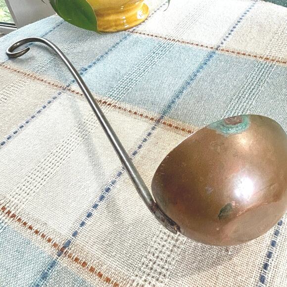 Vintage 18″ Hand‑Forged Copper Soup Ladle with Iron Handle - Picture 1 of 15